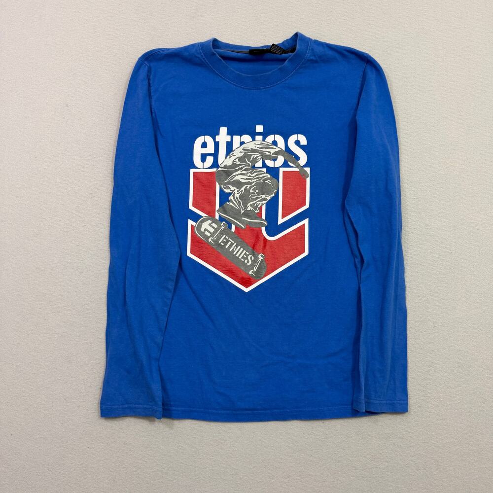 Vintage Etnies Skateboarding Shirt Large Blue Long Sleeve y2k Skater Streetwear